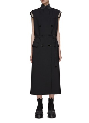 Main View - Click To Enlarge - SACAI - Belted Double Breasted Sleeveless Long Vest