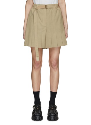 Main View - Click To Enlarge - SACAI - Belted Pleat Detail High Rise Shorts