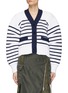 Main View - Click To Enlarge - SACAI - Puff Sleeve Striped V-Neck Cardigan