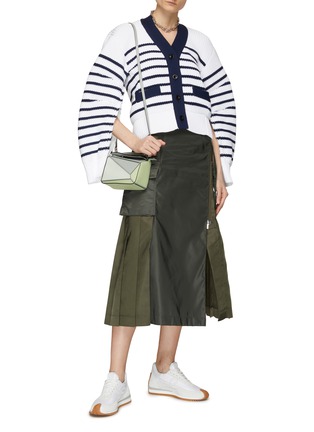 Figure View - Click To Enlarge - SACAI - Puff Sleeve Striped V-Neck Cardigan