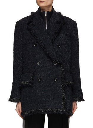 Main View - Click To Enlarge - SACAI - Oversize Double Breasted Tweed Blazer