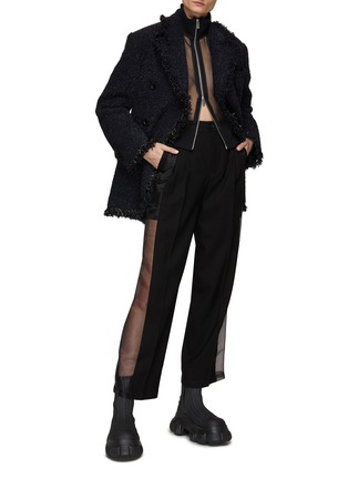 Figure View - Click To Enlarge - SACAI - Oversize Double Breasted Tweed Blazer