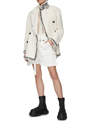 Figure View - Click To Enlarge - SACAI - Oversize Double Breasted Tweed Blazer