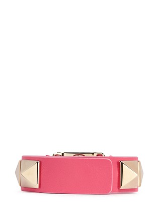 Back View - Click To Enlarge - VALENTINO GARAVANI - 'Rockstud' macro leather bracelet