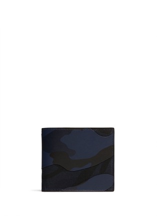 Main View - Click To Enlarge - VALENTINO GARAVANI - Leather and canvas camouflage billfold wallet