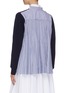 Back View - Click To Enlarge - SACAI - Pleated stripe shirt back wool cardigan
