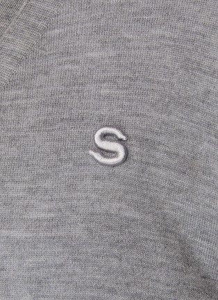  - SACAI - ‘S’ Embroidery Buttoned Side Slit V-Neck Cardigan