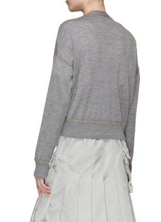 Back View - Click To Enlarge - SACAI - ‘S’ Embroidery Buttoned Side Slit V-Neck Cardigan