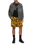 Figure View - Click To Enlarge - ANGEL CHEN - X SKYCO LOGO EMBROIDERED TAPESTRY FRAYED HEM SHORTS