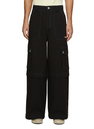Main View - Click To Enlarge - ANGEL CHEN - CONTRAST STITCH DETACHABLE WIDE LEG CARGO PANTS