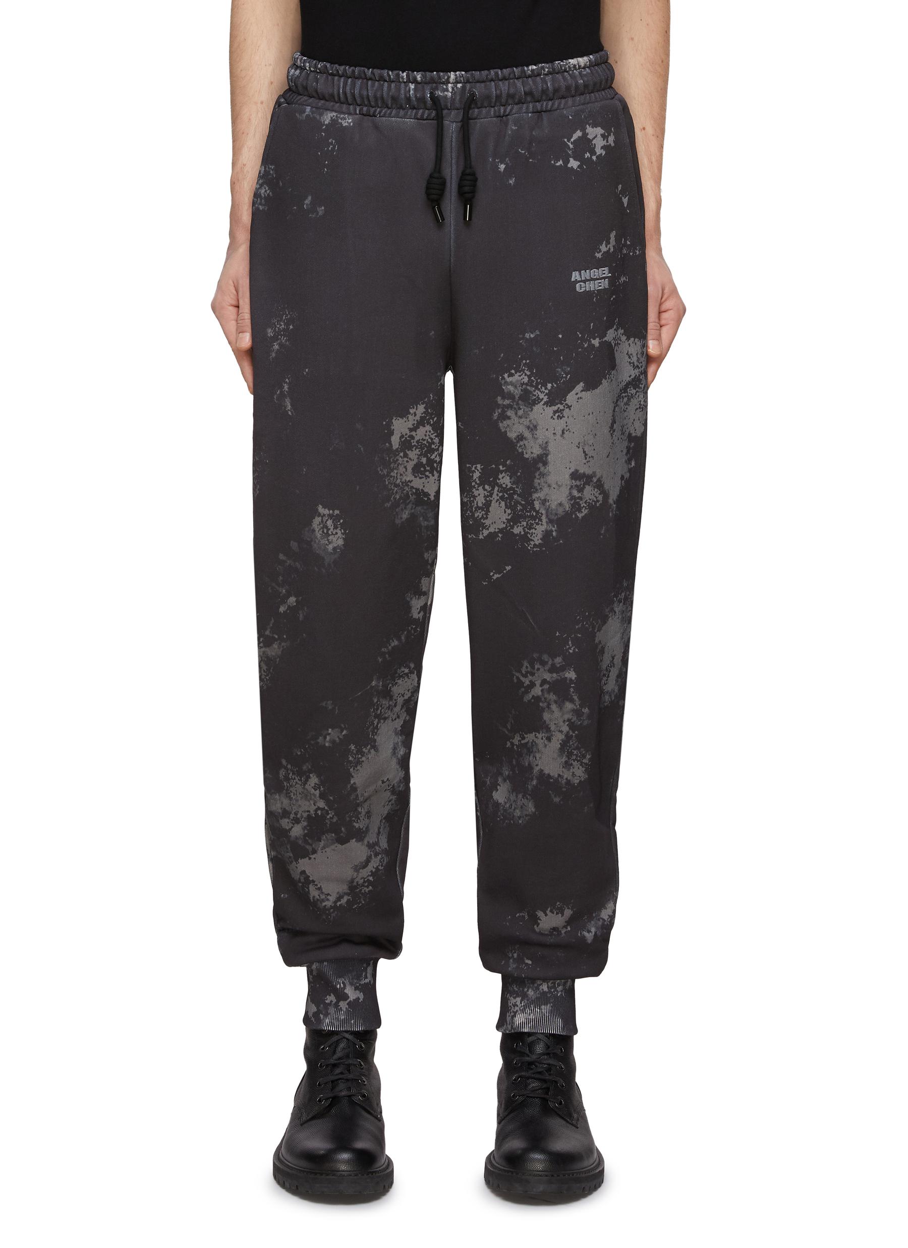 Angel Chen Logo Embroidery Drawstring Waist Cuffed Leg Sweatpants In Black