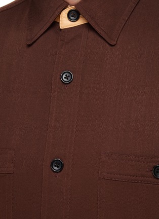  - TOMORROWLAND - BUTTON FRONT WASHABLE LEATHER COLLAR DETAIL SHIRT