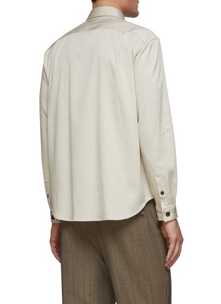 Back View - Click To Enlarge - TOMORROWLAND - BUTTON FRONT WASHABLE LEATHER COLLAR DETAIL SHIRT