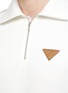  - SOUTHCAPE - LONG SLEEVE COLOR CONTRAST HALF ZIP COLLAR VEGAN LEATHER TRIANGLE LOGO DOUBLE WEAVE POLO