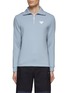 Main View - Click To Enlarge - SOUTHCAPE - LONG SLEEVE COLOR CONTRAST HALF ZIP COLLAR TRIANGLE LOGO DOUBLE WEAVE POLO SHIRT