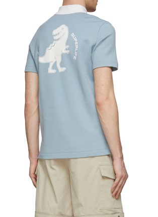 Back View - Click To Enlarge - SOUTHCAPE - CHEST LOGO DINOSAUR MOTIF PRINT POLO SHIRT