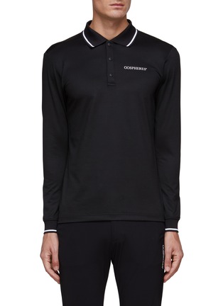 Main View - Click To Enlarge - GOSPHERES - LONG SLEEVE UV PROTECTION 2 WAY STRETCH POLO SHIRT