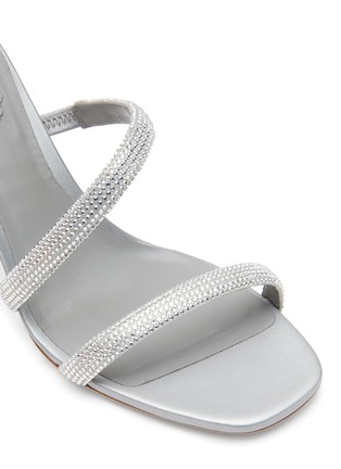 Detail View - Click To Enlarge - RENÉ CAOVILLA - ‘Cleo’ 80 Thick Strass Embellished Strap Satin Heeled Sandals
