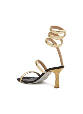  - RENÉ CAOVILLA - ‘Cleo’ 80 Rhinestone Embellished Python Print Coil Anklet Leather Heeled Sandals