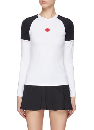 Main View - Click To Enlarge Main View - Click To Enlarge - J.LINDEBERG - ‘SIANNA’ LOGO APPLIQUÉ CREWNECK LONG SLEEVE TOP