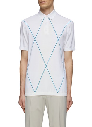 Main View - Click To Enlarge - J.LINDEBERG - ‘LUKA’ ARGYLE MOTIF EMBROIDERED SHORT SLEEVE POLO SHIRT
