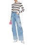Figure View - Click To Enlarge - ALICE & OLIVIA - ‘Luna’ Striped Cashmere Blend Knit Crewneck Sweater