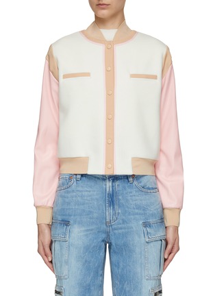 Main View - Click To Enlarge - ALICE + OLIVIA - ‘Keri’ Snap Button Front Varsity Jacket