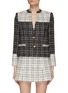 Main View - Click To Enlarge - ALICE & OLIVIA - ‘Jaydn’ Two Toned Tweed Single Breasted Jacket