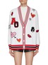 Main View - Click To Enlarge - ALICE & OLIVIA - ‘Barry’ Beaded Stripe Trimmed Wool Blend Knit Oversized Cardigan
