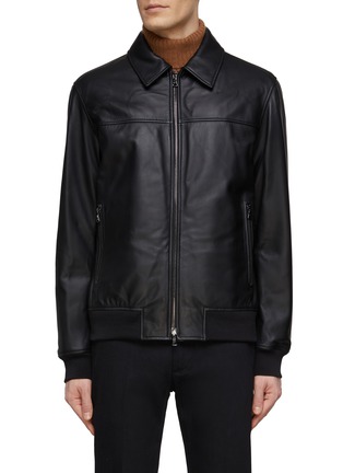 Main View - Click To Enlarge - PAUL & SHARK - ‘Aqualeather’ Leather Zip Up Shirt Jacket