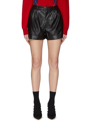 Main View - Click To Enlarge - ALICE + OLIVIA - ‘CONRY’ MID RISE VEGAN LEATHER SHORTS
