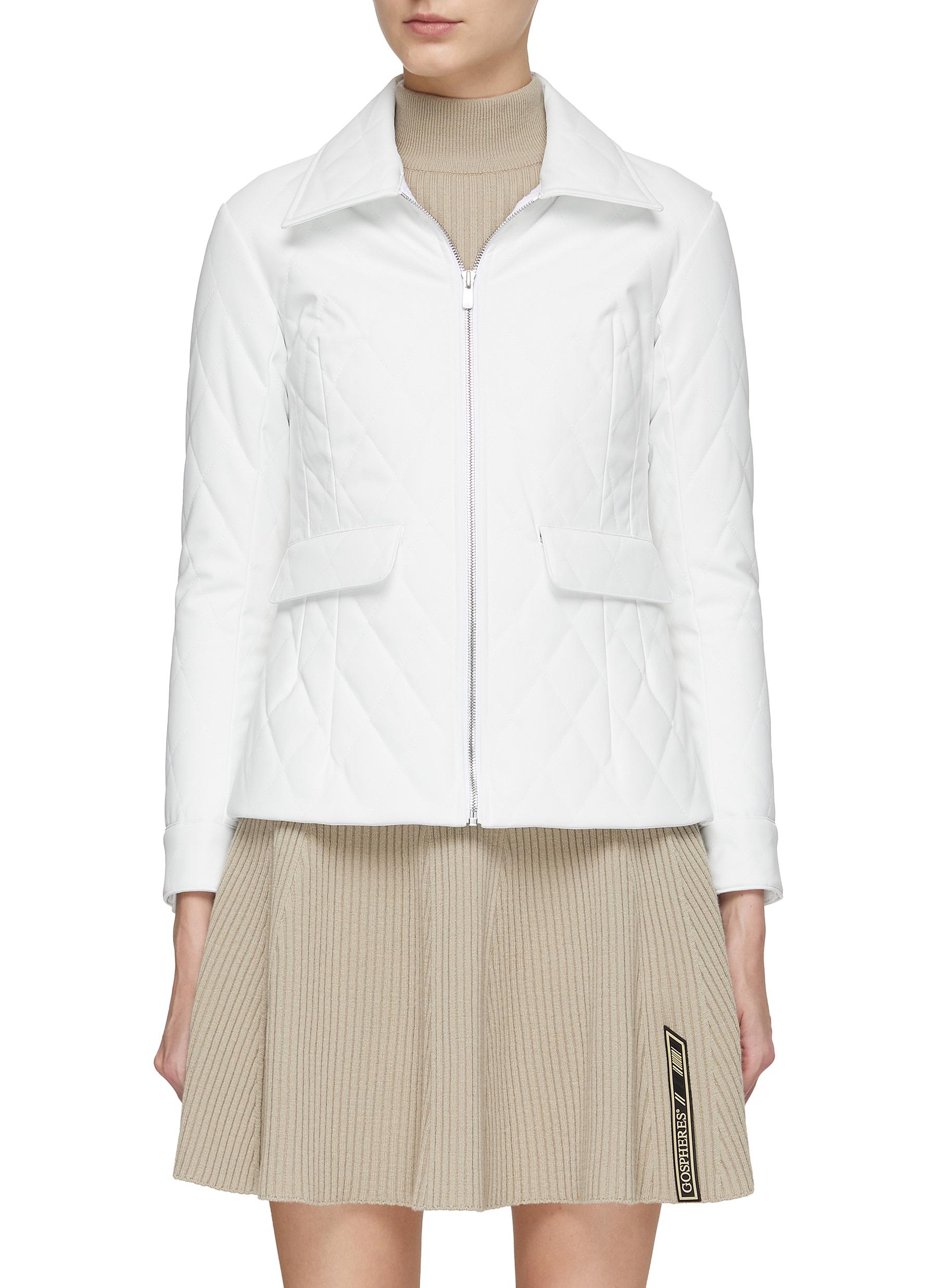 Gospheres Diamond Quilted Collar Jacket In White
