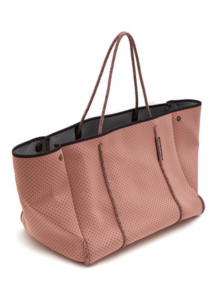Solid Brown Neoprene Tote Bag with Clutch