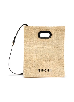 Main View - Click To Enlarge - SACAI - Medium 'Abaka' Bicoloured Raffia Shopper Bag
