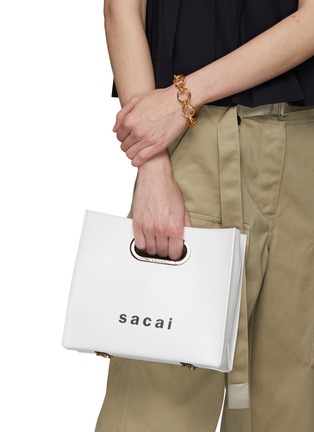 Front View - Click To Enlarge - SACAI - Small 'Shopper' Logo Leather Tote Bag