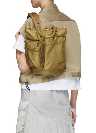 Front View - Click To Enlarge - SACAI - x Porter Small ‘Helmet’ Nylon Two-Way Bag