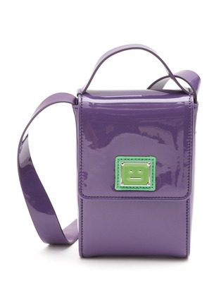 Main View - Click To Enlarge - ACNE STUDIOS - Face Logo Plaque Patent Leather Crossbody Pouch
