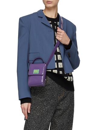 Figure View - Click To Enlarge - ACNE STUDIOS - Face Logo Plaque Patent Leather Crossbody Pouch