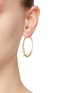 Front View - Click To Enlarge - COMPLETEDWORKS - ‘BLAST OFF’ 14K GOLD PLATED STERLING SILVER FRESHWATER PEARL WHITE TOPAZ HOOP EARRINGS