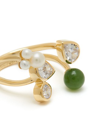 Detail View - Click To Enlarge - COMPLETEDWORKS - 14K Gold Plated Silver White Topaz Pearl Jade Ring