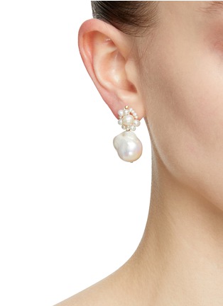 Figure View - Click To Enlarge - COMPLETEDWORKS - ‘Tra-La-La’ 14K Gold Plated Sterling Silver Freshwater Pearl Drop Earrings