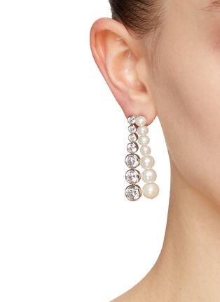 Figure View - Click To Enlarge - COMPLETEDWORKS - 14k Platinum Plated Sterling Silver Pearl Mismatched Earrings