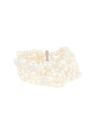 COMPLETEDWORKS | 14k Platinum Plated Silver Multi-Strand Freshwater Pearl Bracelet