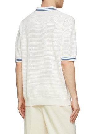 Back View - Click To Enlarge - MANORS - Contrast Trim Cotton Pointelle Knit Polo Shirt