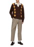Figure View - Click To Enlarge - MANORS - BUTTON FRONT PATCH POCKET STRIPED ARGYLE CARDIGAN