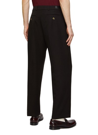 Back View - Click To Enlarge - MANORS - DOUBLE PLEAT BACK LEATHER PATCH TROUSERS