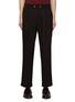 Main View - Click To Enlarge - MANORS - DOUBLE PLEAT BACK LEATHER PATCH TROUSERS