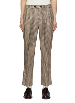Main View - Click To Enlarge - MANORS - DOUBLE PLEAT STRAIGHT CUT HERRINGBONE TROUSERS