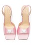 Detail View - Click To Enlarge - MACH & MACH - 95 Crystal Embellished Heart Square Toe Satin Slingback Heeled Sandals
