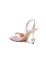  - MACH & MACH - 95 Crystal Embellished Heart Square Toe Satin Slingback Heeled Sandals
